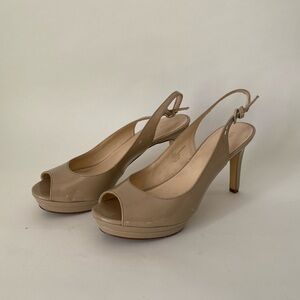 Nine West Taupe Slingback Heels - Size 7